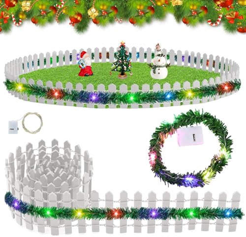 Wichtel Zubehör Weihnachten, 3 Stück Miniatur Deko Zaun, 5 * 90cm Mini Zaun Zum Basteln,Weiß Wichteltür Zubehör, Miniatur Wichtel Zubehör, Miniatur Puppenhaus Zubehör Fee Garten Gartenhaus Deko