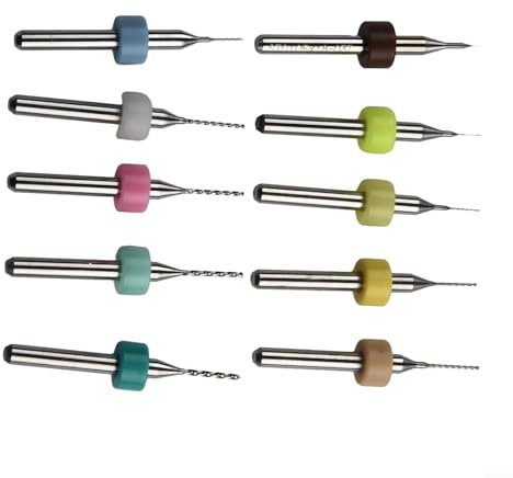 Präzisions-Hartmetall-PCB-Bohrer-Set, 10 Stück, kleine Platinen-Druckschaltungs-Bits, Schnittlänge 12 mm (0,1–1 mm)