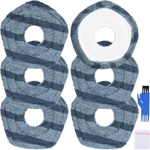 EATBALE Mop Pad Clothes Replacement for Eufy X10 Pro Omni / X9 Pro Robot Vacuum Cleaner, Microfiber Washable & Reusable Soft Mopping Pads Accessories, with Cleaning Brush & Laundry Bag (6 Pack)