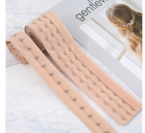 LUMoony 3 m Pair Three-Row Hooks 5 cm Wide Black Spacing Polyester Band with Hook and Eye Corset Bra Extension for Bridal Costumes Corset Bra Sewing Crafts