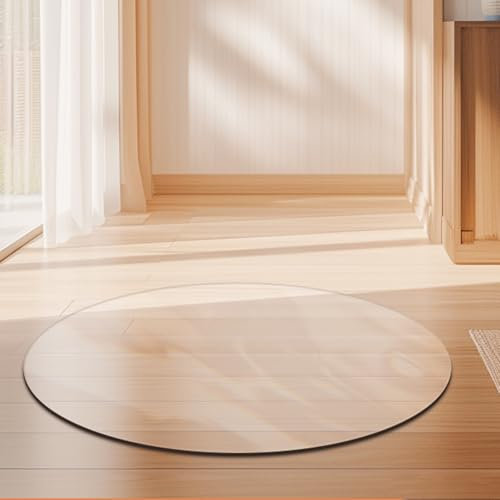 Bodenschutzmatte Transparent Rund,Unterlage Schreibtischstuhl rutschfest,Geruchsfrei,Schutzmatte Bürostuhl PVC Matte,Bodenmatte,Unterlegmatte (1.5mm,105cm)