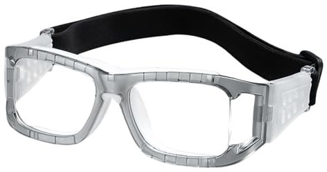 Vyloky Optische Sportbrille mit Sehstärke,Perfekt sitzende Schutzbrille, Dioptrien: -1,5 bis -8,0, Anti-Beschlag-UV-Schutz,geeignet für Brillenträger,Basketball Laufen Radfahren (1.57 Grau -1 D)