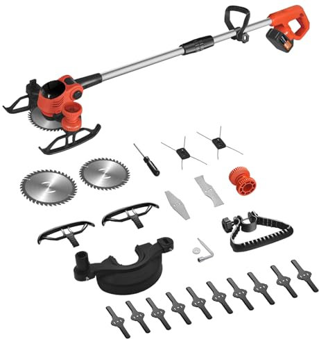 Rasentrimmer, Freischneider Mit Vier Klingen, Kabellos Motorsense，RasenmäHer Elektro Geeignet FüR Garten, Rasen, Baumschnitt