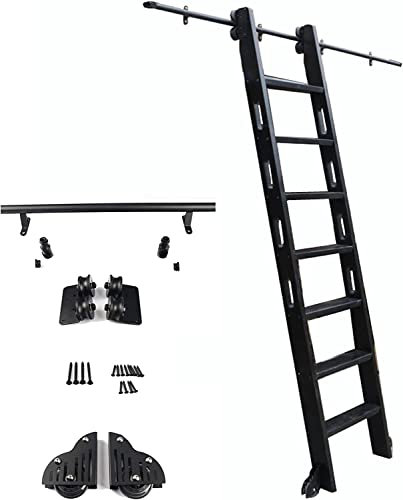 Schiebetür-Hardware-Set, 200 cm, 300 cm, 4 m, 5 m, 6 m, Schiebetür-Hardware-Set, Gleitschiene, Rollleiterschiene für Bibliotheksleiter, Schrank-Set (ohne Leiter)