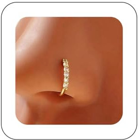 Inilbran Boho Kristall Bar Clip Auf Nasenring Vintage Cz Manschette Hoop Nasenring Gold Bar Faux Clip Auf Nasenrings Strass Kein Piercing Nasenrings Schmuck Für Frauen