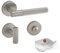 Beschläge Hamburg | Türgriff Türbeschlag MUNICH-X 07 VAM WC | Bad Türklinke mit Gitternetzstruktur für Toiletten Innentüren | Karomuster Drückergarnitur | ø51x10mm | Türdrücker in edelstahlfarben matt