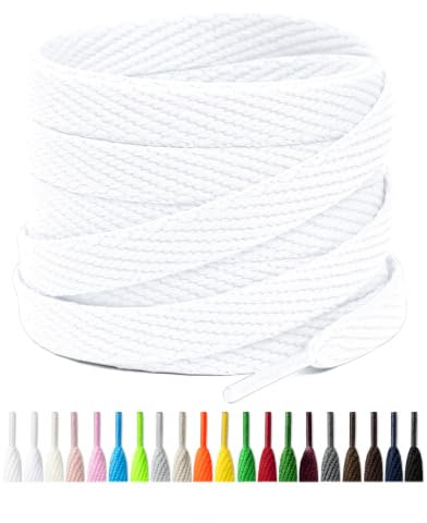Handshop 2 Pairs 10 mm Twill Flat Shoelaces for Sneakers | For Trainers, Skate Shoes, Sneakers and Athletic Shoes