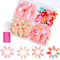96Pcs Almond False Nails - Cute Press-On Nails with Flower, Cherry, and Line Designs - Cartoon Stick-On Nails with Adhesive - Full Cover Fake Nail Tips for Women - DIY Manicure Set