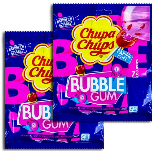 2 er Pack Chupa Chups Bubble Gum Kirsche (2 x 126 g)