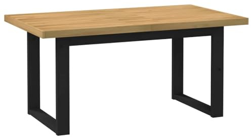 Ziaphsol Esstisch NOAIN Massivholz Kiefer 160x90x75 cm, robuster Küchentisch mit U-Form-Beinen, Natur/Schwarz für Esszimmer