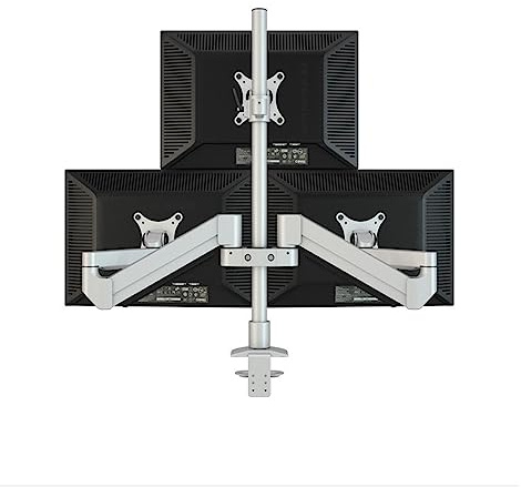 JYBNBBE M2037 Desktop-Dreifach-Monitorhalterung, unterstützt Aluminium-Vollbewegungs-Dreifach-Monitorarm, Tragkraft 8 kg, mit 70 cm Standstange