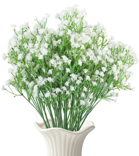 22 Stück Kunstblumen Schleierkraut Künstlich Wie Echt, 28cm Schleierkraut | Weiße Deko Künstliche Blumen Fake Blumen, Decorative Artificial Gypsophila Flowers für Kunstblumen Hochzeit Home Decoration