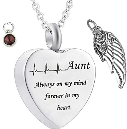 TABOJS Urna Collar Cristal, Collar Que Contiene Cenizas para Mujeres ala de Piedra de Nacimiento de Acero Inoxidable para Hombres con Kit de Embudo y Bolsa