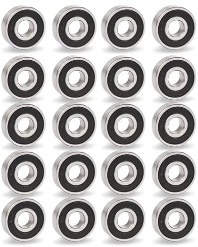 20 Stück Skateboard-Kugellager, 608RS, 8x22x7mm, Kleine Abgedichtete Kugellager, Reibungsarm ABEC 9, Hohe Belastbarkeit, hohe Geschwindigkeit, Ersatzteile für Longboard Rollschuhe