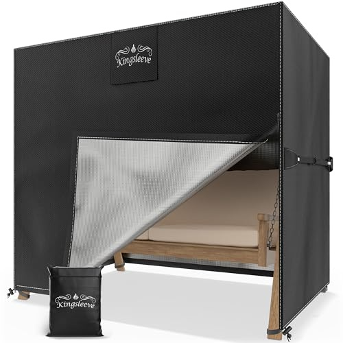 Kingsleeve® Hollywoodschaukel Abdeckung 2-Sitzer 175x125x160cm Winterfest Abdeckplane Wasserdicht Schutzhülle Gartenmöbel Abdeckhaube Schaukel