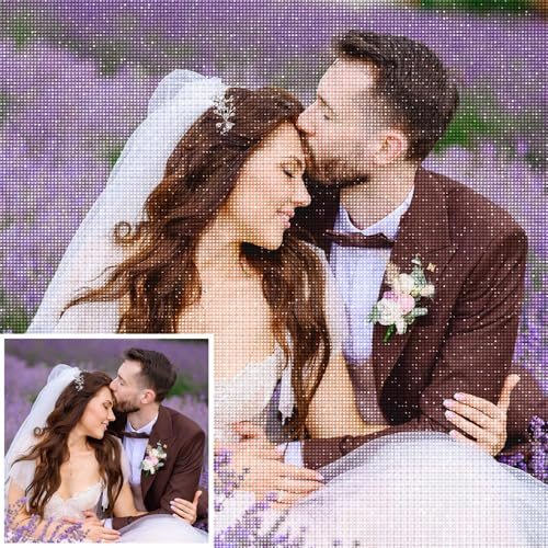 YUYUGO Diamond Painting Personalizado Foto - 5D Diamond Painting Kit Completo, Cuadro Diamantes Personalizado, Custom 5D Bordado Diamante Pinturas Fotos Artes Decoración, 30x30cm