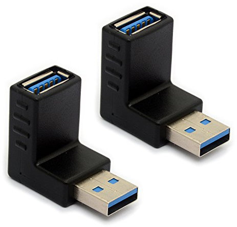 Adaptador USB 3.0 90 grados en ángulo recto cambiadores de género Tipo de conector USB A Vertical macho a hembra en forma de L conector 2Pcs (DOWN)
