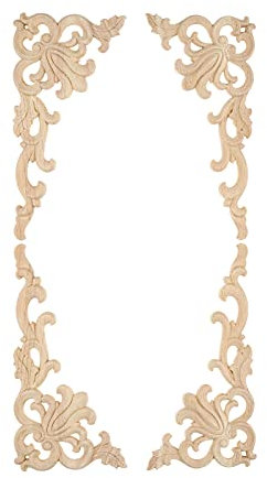 MUXSAM 4pcs 20 * 10cm(Rechts) Europäische Art Holz Skulptur Corner Flourish Application Dekoration für Möbel Wand Tür