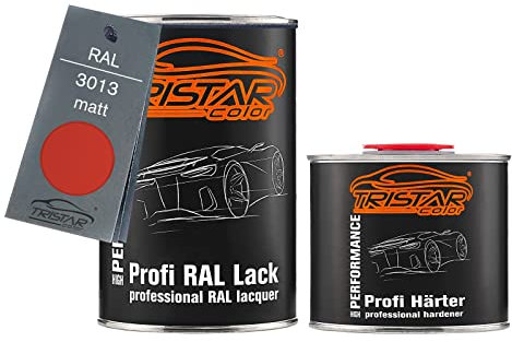 TRISTARcolor RAL 3013 Tomatenrot matt 2K Autolack 1,5 Liter / 1500 ml Dose inkl. Härter