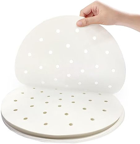 EBIGIC Air Fryer Liners - 7 8.5 910 Parchment Paper Bamboo Steamer liners Perforated Anti-stick Waterproof 100% Pure Raw Wood Pulp by