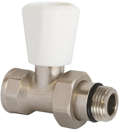 SOMATHERM FOR YOU, Robinet de radiateur manuel droit 15/21 en laiton nickelé, raccordement 1/2, compatible avec tous les radiateurs, installation murale ou en plinthe, gris/argent