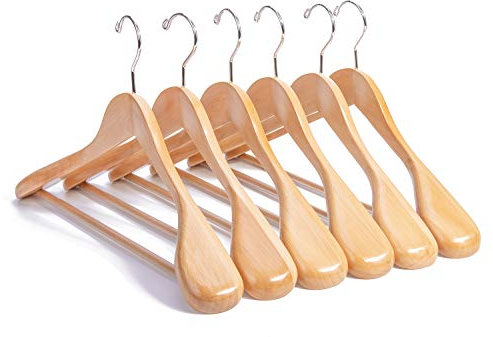 Nature Smile Kleiderbügel aus Holz, 40,6 cm, rutschfeste Stange mit Schraube, 6 Stück (Natur)