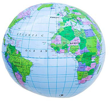 Oblique Unique Erde Globus Weltkugel aufblasbar Topografischer Wasserball Strandball Beachball Wasserspielzeug Badespielzeug für Pool Strand 35 cm Sommer Badespaß Kinderzimmer Deko