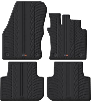 TRAVALL Rubber Car Mats for VW Tiguan (2016-2024) Car Floor Mats Hard-Wearing Heavy Duty Moulded Premium Mats Easy Clean Black with Clips - Anti Slip All-Weather Mud Sand Water Protection