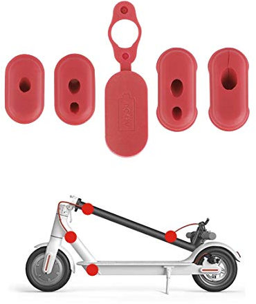 Yungeln 5 Stücke Scooter Ersatzteil Ladestecker und 4X Staubschutz Deckel kompatibel für Xiaomi 1S / M365 / Pro Elektro Scooter -rot