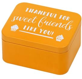 Birkmann, Colour Kitchen, Geschenkbox mit Spruch, vielseitig einsetzbar, Weißblech, eckig, orange, 12 x 10 cm, Höhe 6 cm, 438095