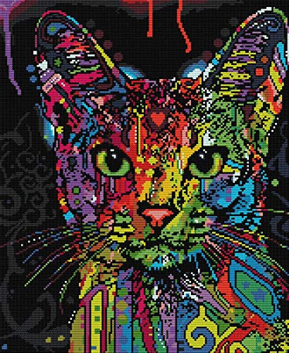 Awesocrafts Kreuzstich Stickpackungen, Bunte Katze Bilder Vorlagen Stickerei Set Vorgedruckt