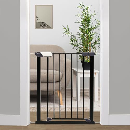 Callowesse Kemble Child & Pet Gate, 76cm High, Fits Openings 75-82cm, Pressure-Fitted, No Screws, for Doorways, Stairs & Hallways. Extensions available (Black)