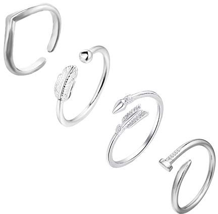 Sora Tuki Wellenring Schmetterlingsring Verstellbare Ringe für Frauen Chevron V Kreis Blatt Ring Silber Niedliche Ringe für Teenager Mädchen, Metall, Vergoldetes Kupfer