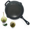 Cast Iron Frying Pan Non-Stick Enamelled Skillet Pan - Oven Safe for Indoor & Outdoor Use for Grill - 26cm Black 1.7L