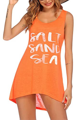 Ekouaer Damen Strandponcho Ärmellos Strandkleider Sommer Bikini Badeanzug Cover Up Strandkleid Badeanzug Strandtunika