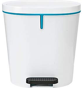 Nofer 14022.W Papelera ABS 8 Litros Blanca, Con Pedal, Cubeta Interior Polipropileno Azul