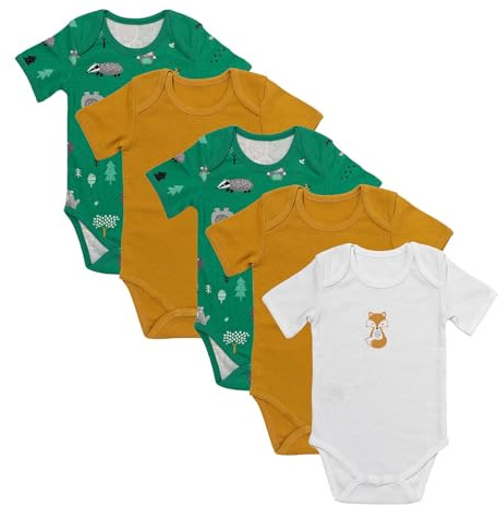 schlummersack Kurzarm Baby Body Set aus 100% Bio Baumwolle | 5 Stück Body Baby - Sommer Babybody Kurzarm Bio Baumwolle | Baby Bodys in verschiedenen Größen und Designs