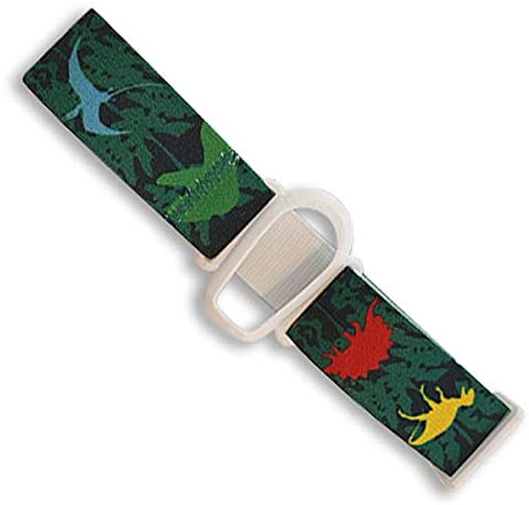 Diasticker® | Dexcom G6 - Fixierband | Flexibel - Wasserfest - Starker Halt | Armband zur Befestigung des Dexcom CGM, Sensor-Schutz, Fixierung | Halter: Weiß (Small: 18-25 cm, Dino)