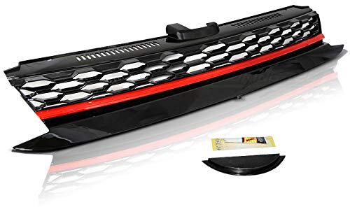 Griglia anteriore compatibile con Volkswagen Golf 7 2017 2018 2019 2020 Hatchback Variant anteriore centrale Grill Sport GV-257 Grille Sport Nero Rosso
