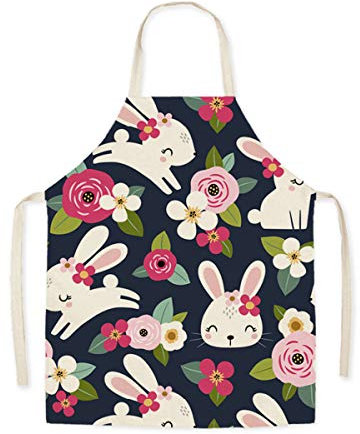 Eyands Schürze für Kinder, zum Kochen und Backen, niedliches Muster, Leinen, Küchenschürze, Kochen, Malen, Gartenarbeit, hase, Kindergröße