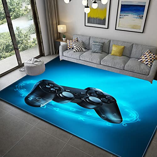 Sticker Superb. Teenager Jungs Teppiche Gamer Gamepad Wohnzimmer Schlafzimmer Dekor Teppiche Controller Player Kinder Küche Korridor Badezimmer Fußmatte Rutschfeste Matte (Blau,160x200 cm)
