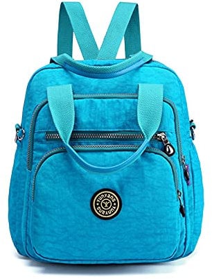 PORRASSO Casual Rucksack Damen Schultertasche Frauen Umhängetasche Nylon Handtasche Daypack für Arbeit Reisen Täglicher Gebrauch Blau