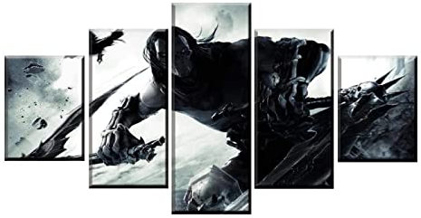 MPPSU Battlefield Warrior Anime Cartoon Charakter Poster Wanddekoration Wohnzimmer Leinwandbild Jugendzimmer Poster Set Modern 5 Teiliges Wandbild Bedroom Decor XXL Bilder Mit Rahmen 150 * 80cm