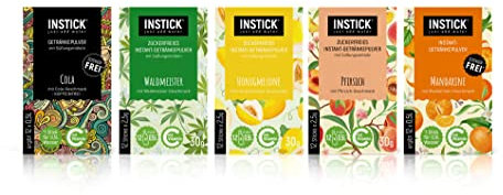 INSTICK bevanda istantanea senza zucchero | Pacchetto 1 – 5x confezione da 12 per 12x0,5 L ciascuno | varie varietà classiche | vegana, a basso contenuto calorico, con vitamina C