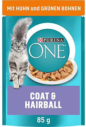 PURINA ONE Coat & Hairball Katzenfutter nass in Sauce, mit Huhn, 26er Pack (26 x 85g)