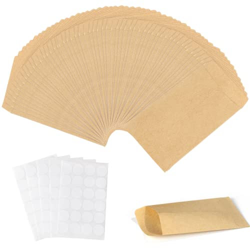 Carehabi - 100 Stück Kleine Braune Flachbeutel, Kleine Samentütchen Mini Papierbeutel Papiertütchen Kraftpapiertüten für Gastgeschenke Schmuck Bonbons Weihnachtskarte Münzen (9x13cm)