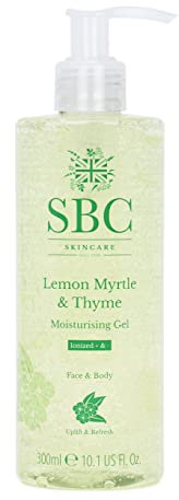 SBC Skincare Lemon Myrte and Thymian Moisturizing Gel 300ml, Light Gel Moisturizer for Fettige Haut, Geeignet für Gesicht und Körper Feuchtigkeitscreme