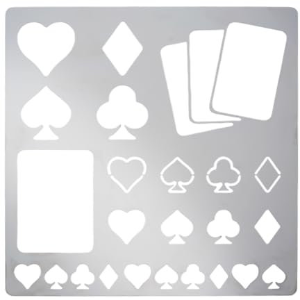 FINGERINSPIRE Spielkarten Metallschablone 6 Zoll Quadratisch Scrapbooking Zeichenschablone Edelstahl Herz, Spaten, Club, Diamant Muster Malerei Vorlage für Gravur, Brandmalerei, Journal