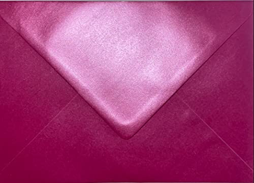 Lot de 50 enveloppes colorées C6 pour cartes de vœux A6 - 114 x 162 mm - Rose fuchsia nacré