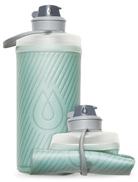 HydraPak Flux - Bouteille d'eau de randonnée pliable (1 litre) - Bouchon à vis sans BPA, ultra léger et anti-déversement - Vert Sutro